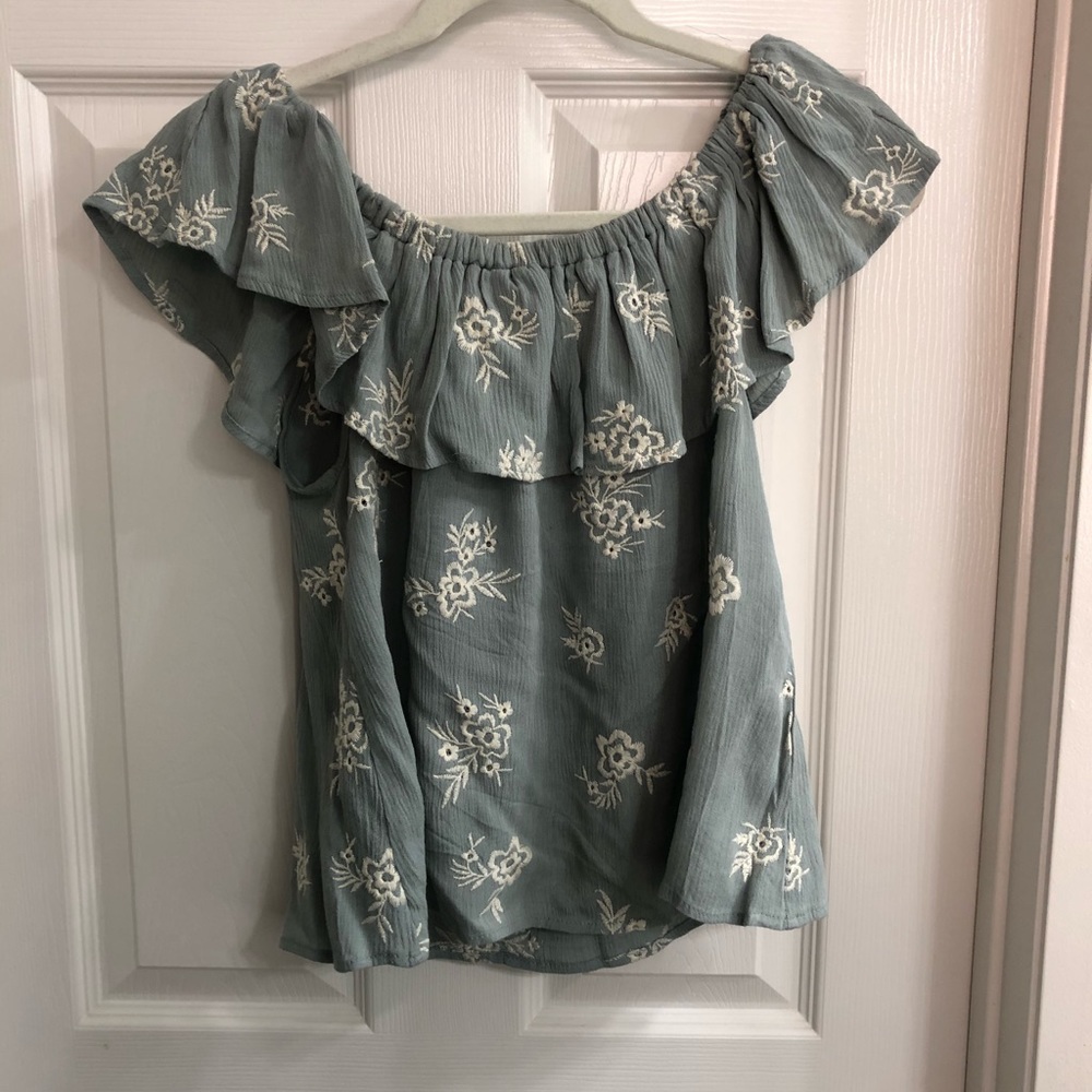 FULL TILT off the shoulder blue floral top